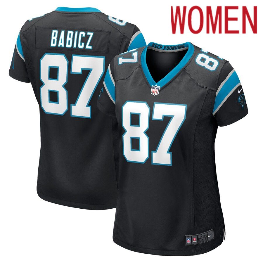 Women Carolina Panthers 87 Josh Babicz Nike Black Game Player NFL Jersey